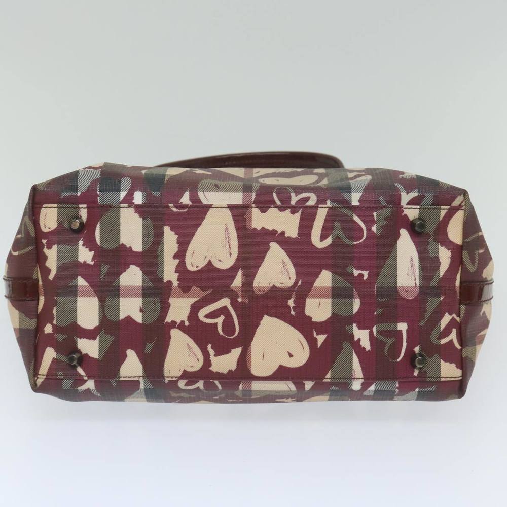 BURBERRY Nova Check Tote Bag PVC Leather Red Auth hk959 - Picture 5 of 16